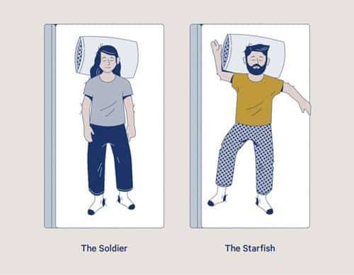 Back sleeper with arms at sides